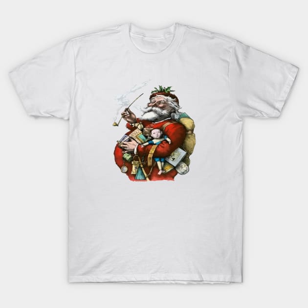 Vintage Style Colored Ink Illustration Of Santa Claus T-Shirt by taiche